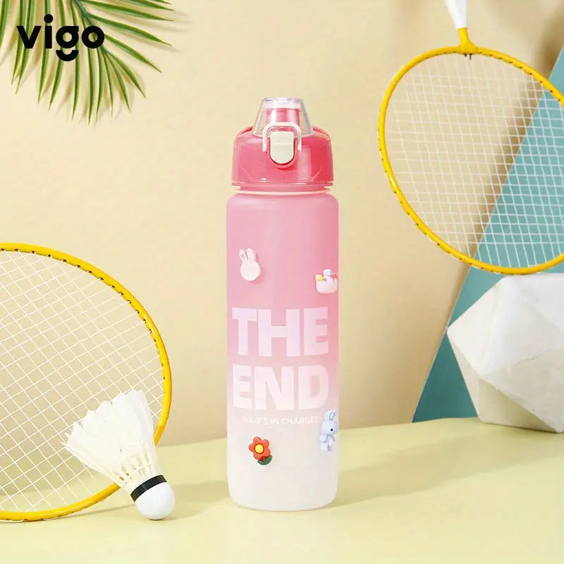 Gradient Color Large Capacity Water Bottle with Straw