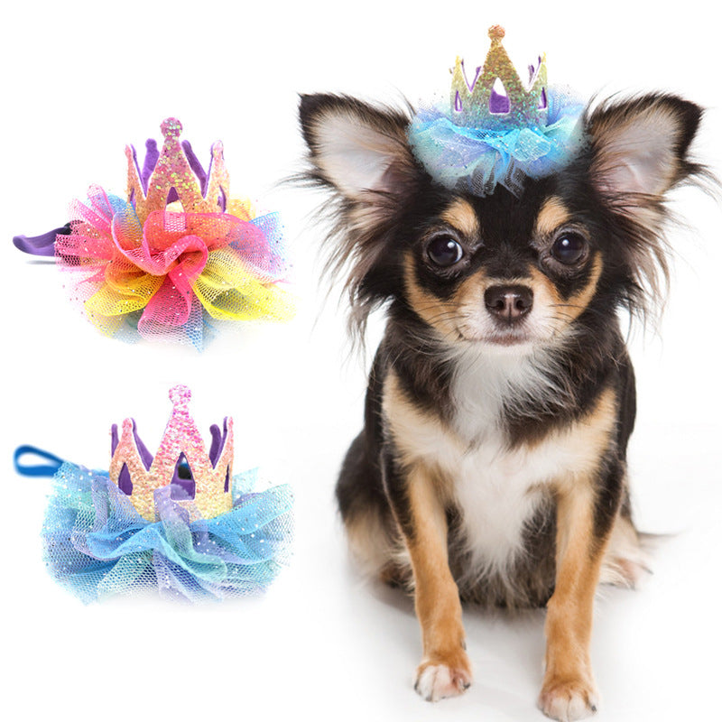 Pet Birthday Hat with Lace Crown — Cute Party Accessory for Dogs & Cats