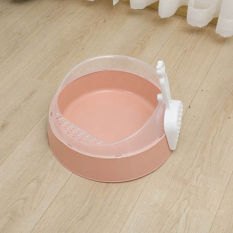 Large Semi-Enclosed Cat Litter Box with Shovel — Easy Clean Covered Cat Toilet