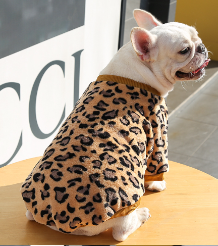 Coral-Fleece Leopard Pajama Jacket for Dogs