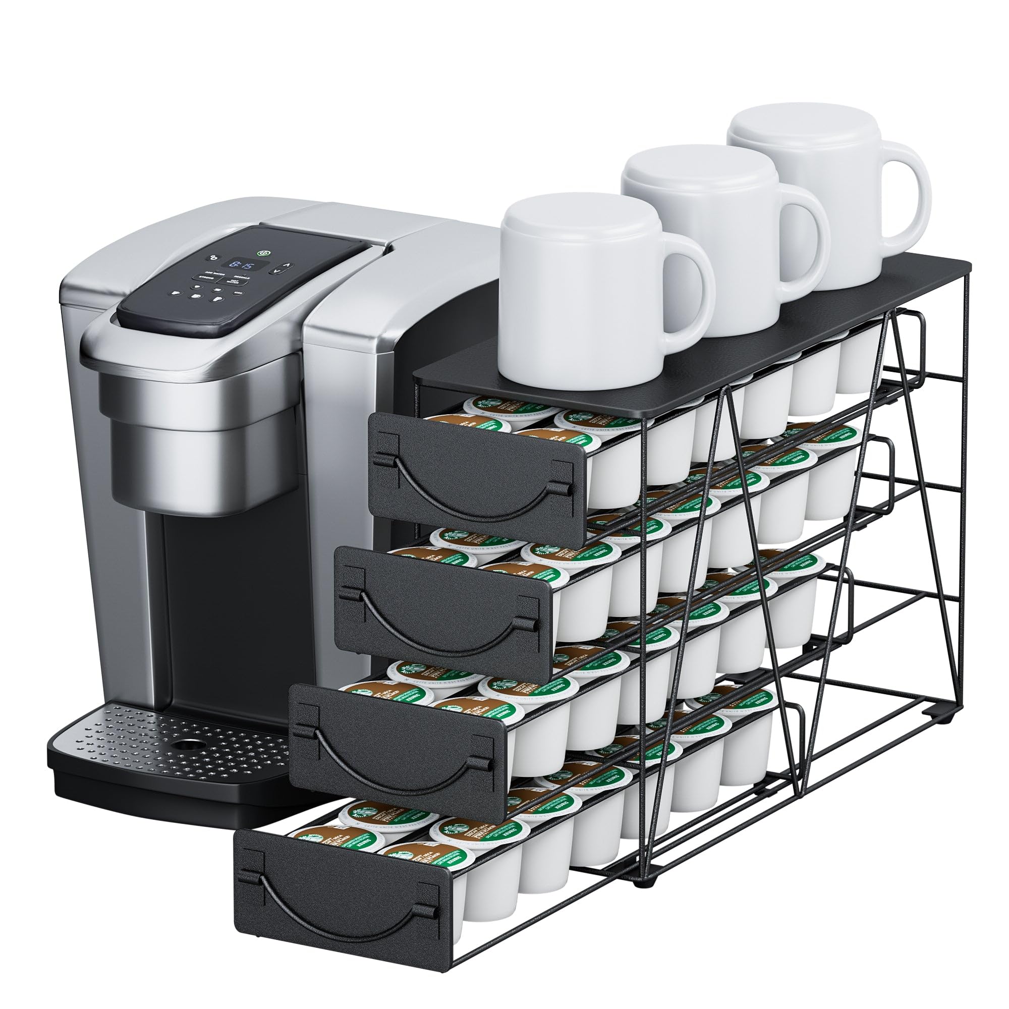 HFHOME Coffee Pod Holder for Counter Pod Holder for K-cups 4-tier Metal Coffee Capsule Sto