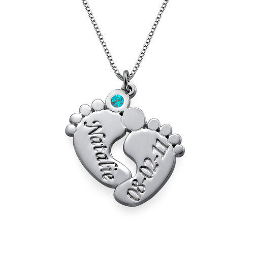 S925 Custom Infinity Name Necklace with Footprint Pendant