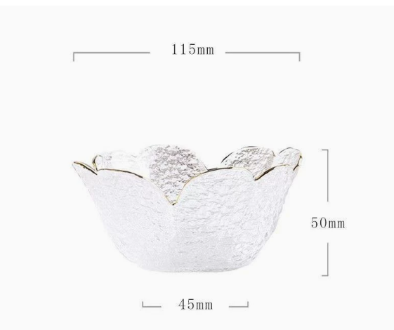Japanese Hammered Petal Glass Bowl Plate Set
