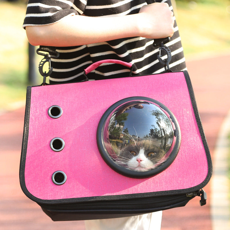 Foldable Linen Pet Backpack with Breathable Mesh