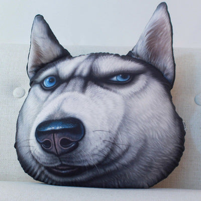 Creative 3D Printed Cartoon Husky Dog Pillow Cushion