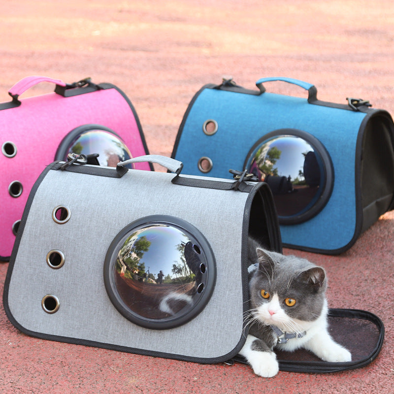 Foldable Linen Pet Backpack with Breathable Mesh