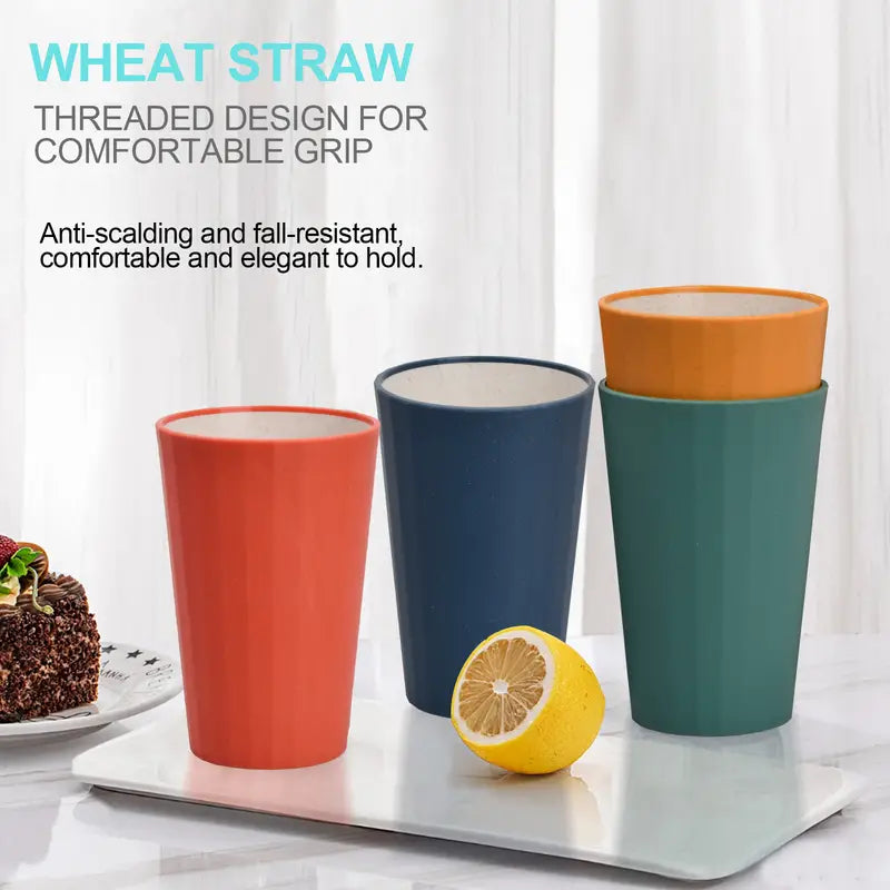Set of 4 Unbreakable Wheat Straw Toothbrush Cups