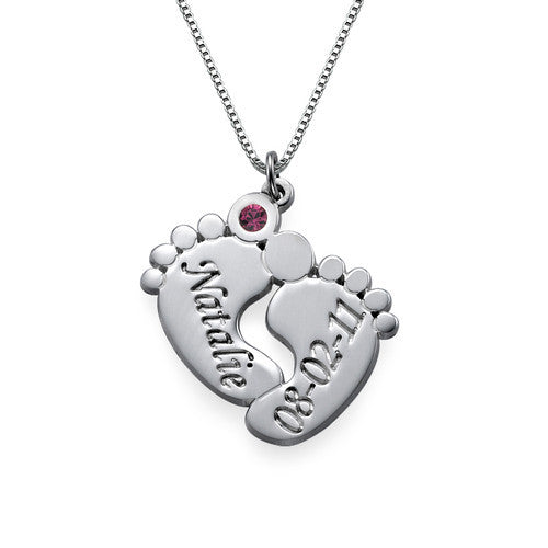 S925 Custom Infinity Name Necklace with Footprint Pendant