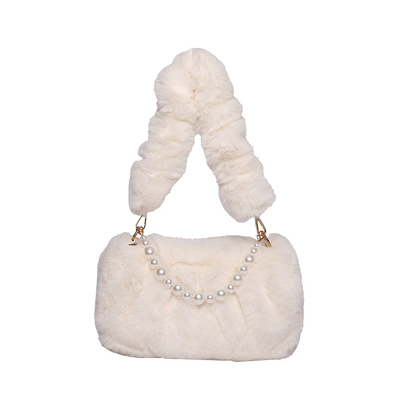 Pearl Pleated Shoulder Bag for Women's Fashion