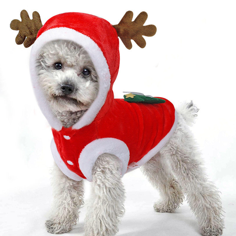 Red Christmas Pet Dress in Coral Fleece
