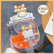 Cute Hug Animal Big Belly Plastic Cup with Straw