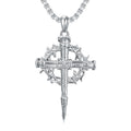 Lattd Nail Cross Necklace 925 Sterling Silver Crow of Thorn Nail Cross Pendant Christian J
