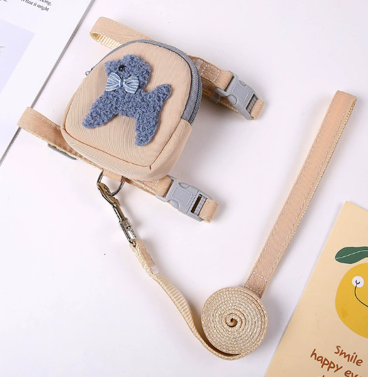 Teddy Bear Pet Backpack-Style Harness with Traction Rope