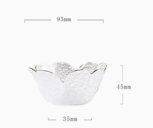 Japanese Hammered Petal Glass Bowl Plate Set
