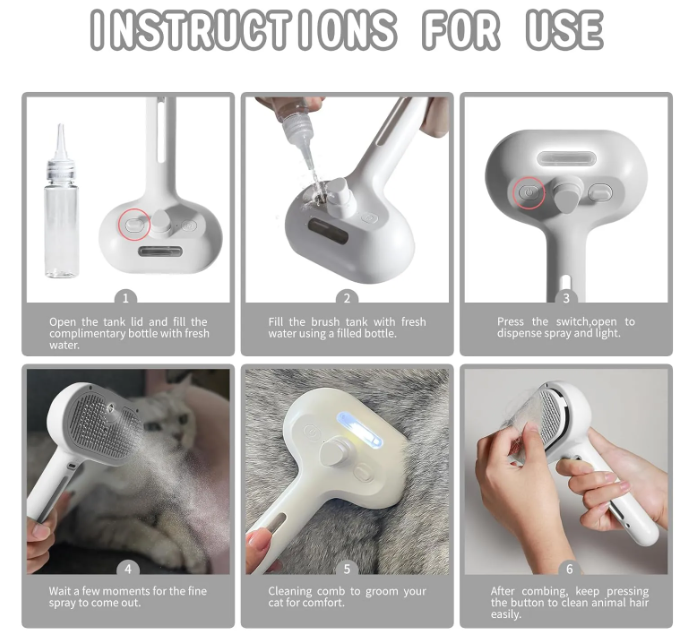 Pet Hair Spray Grooming Brush