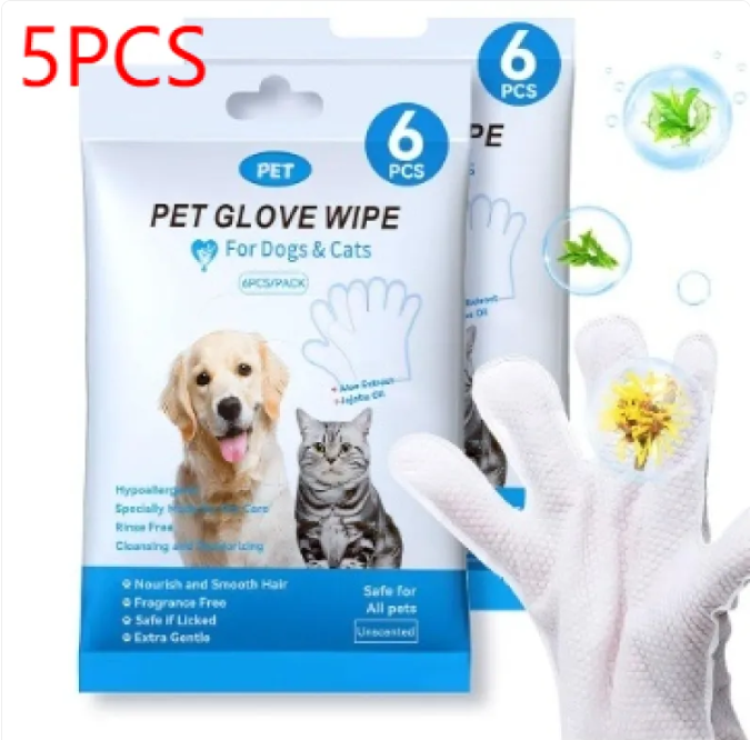 Pet Cleaning Gloves & Grooming Wipes
