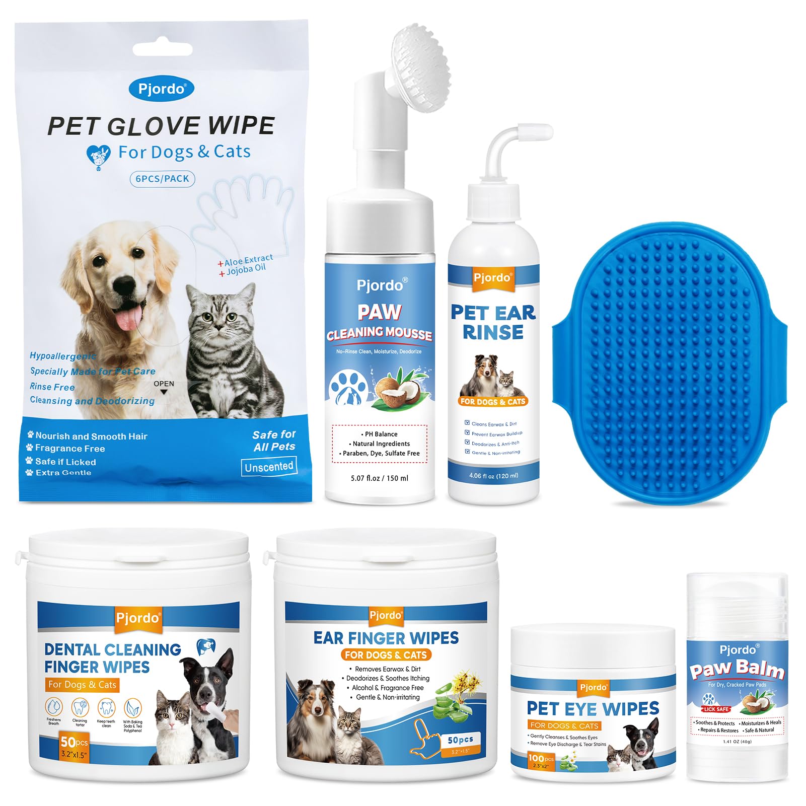Dog Wipes Cleaning Deodorizing Dog Grooming Wipes & Dog Paw Cleaner Pet Cleaning Kit for T