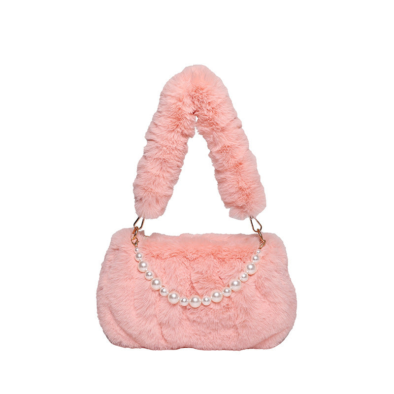 Pearl Pleated Shoulder Bag for Women's Fashion