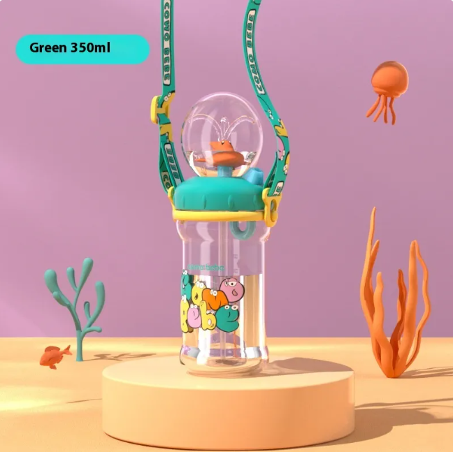 Children's Whale Cartoon Diving Fountain Water Bottle - Tritan Le...