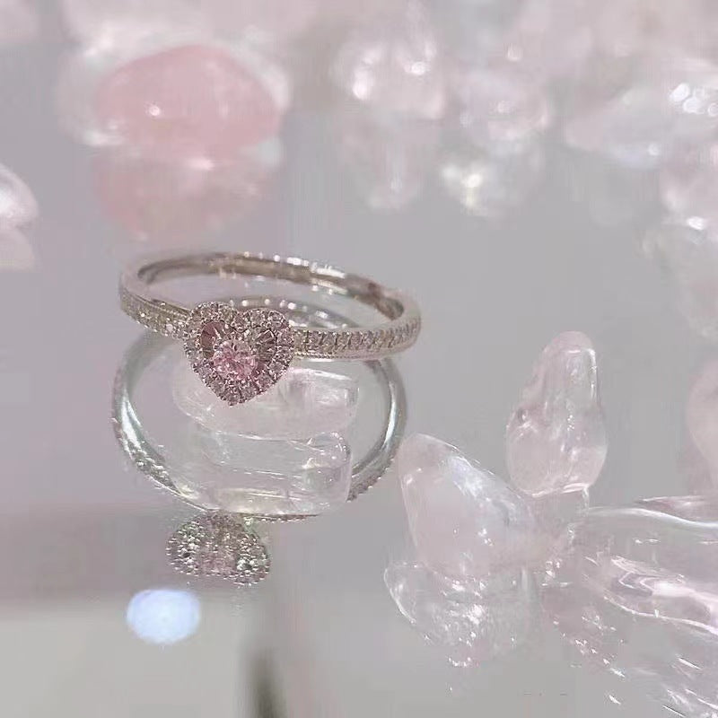 Elegant Pink Love Adjustable Zircon Ring Bracelet