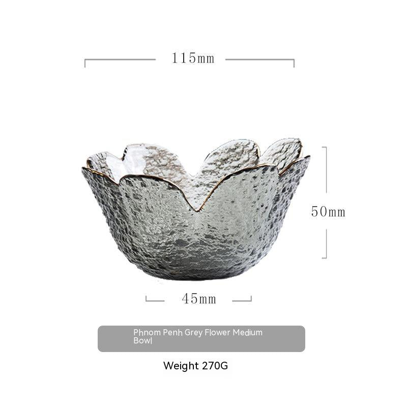 Japanese Hammered Petal Glass Bowl Plate Set