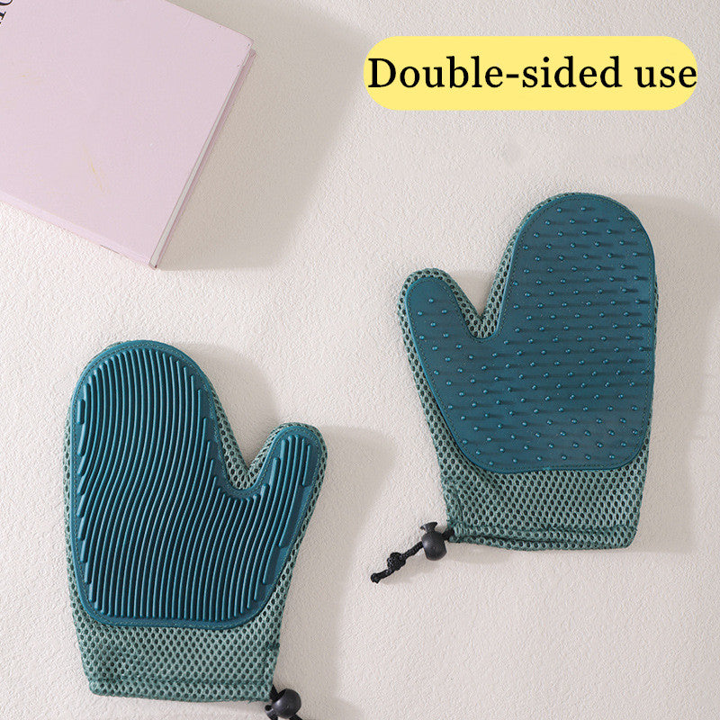 Silicone Pet Grooming Gloves — Massage & Hair Removal Brush for Dogs & Cats