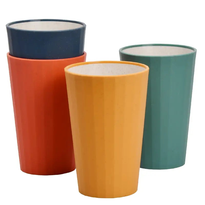 Set of 4 Unbreakable Wheat Straw Toothbrush Cups