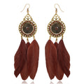 Brown Feather Statement Earrings - Unique Religious Style