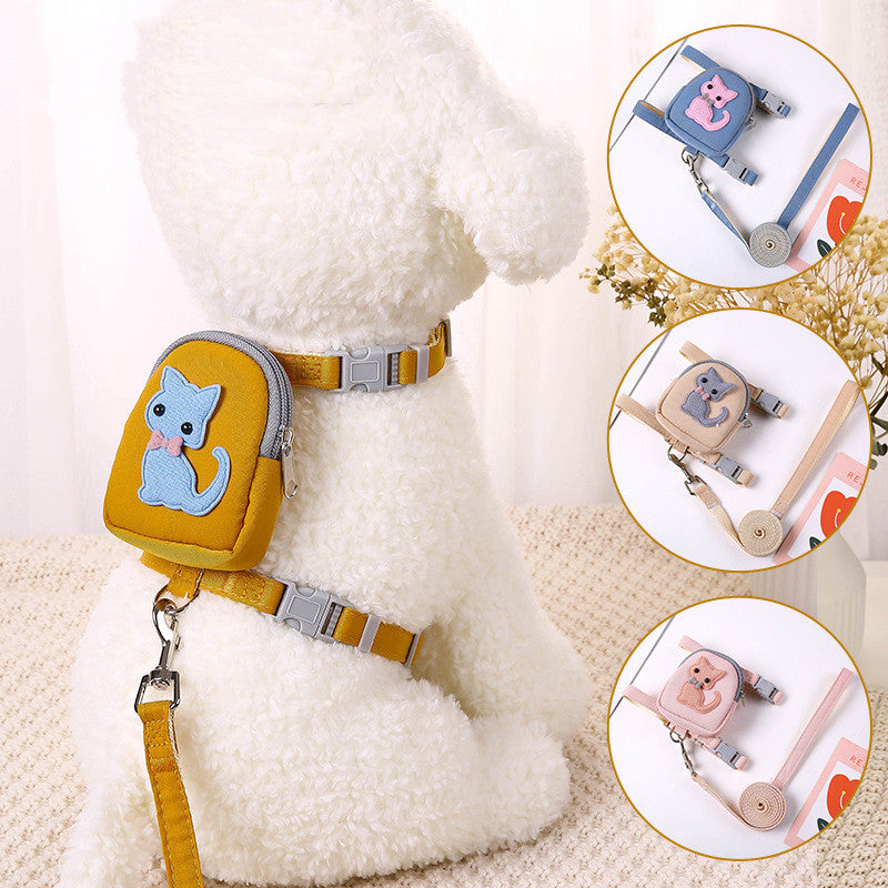 Teddy Bear Pet Backpack-Style Harness with Traction Rope