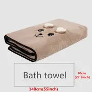 Cartoon Cute Pattern Coral Fleece Bath Towel 27.5x55 In