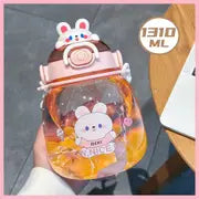Cute Hug Animal Big Belly Plastic Cup with Straw