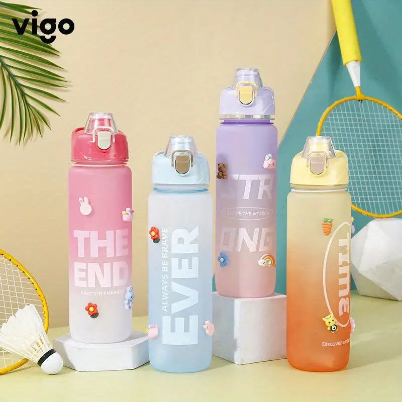 Gradient Color Large Capacity Water Bottle with Straw