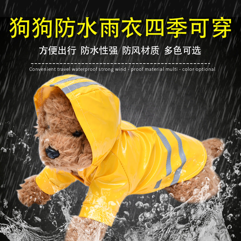 Wholesale PU Reflective Pet Raincoat for Small Dogs