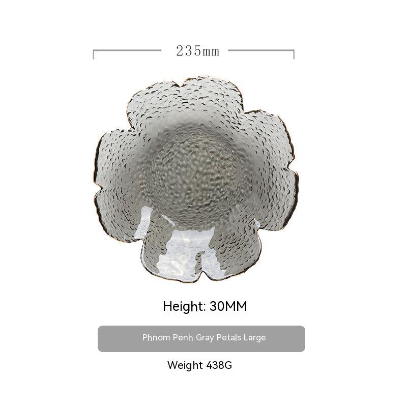 Japanese Hammered Petal Glass Bowl Plate Set