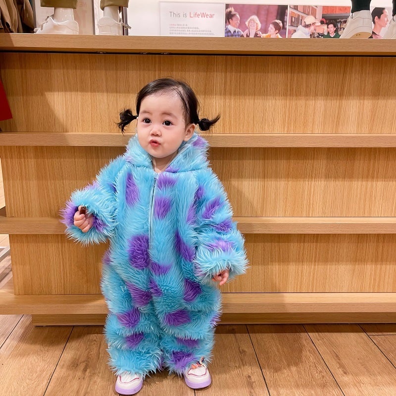 Cute Animal Baby Jumpsuit with Hooded Zipper