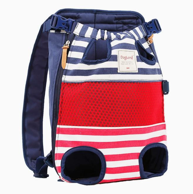 Striped Mesh Dog Backpack for Travel and Hiking