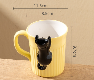 Peeking Cat Ceramic Mug Set with Cute Design (Single)
