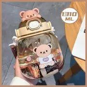 Cute Hug Animal Big Belly Plastic Cup with Straw