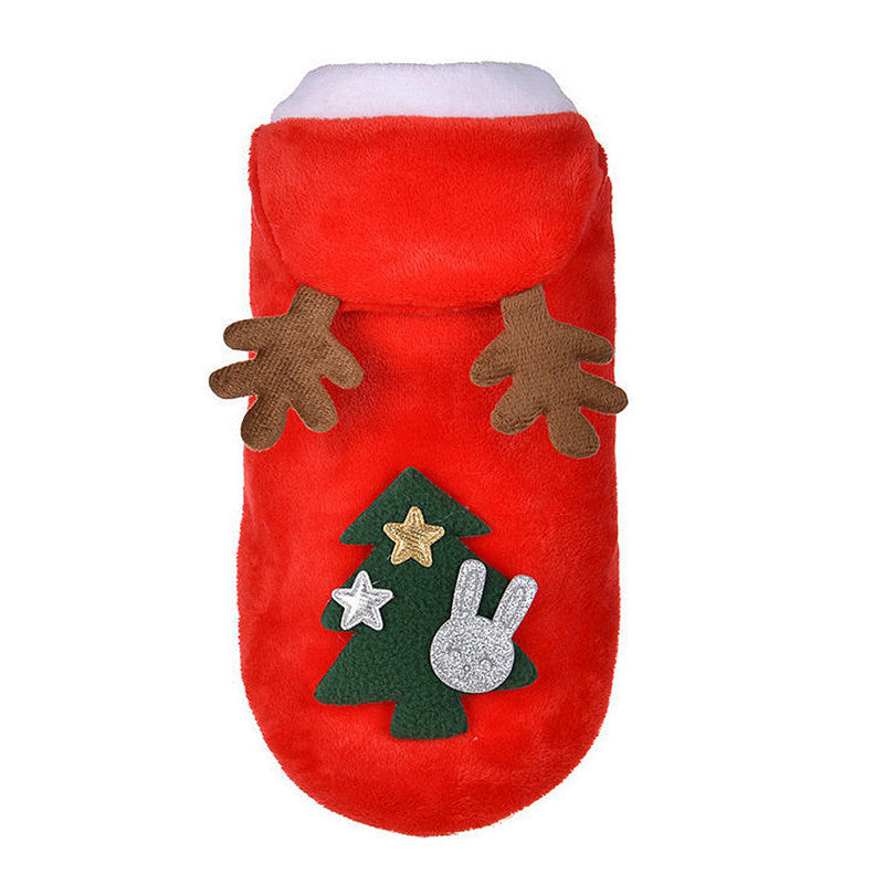 Red Christmas Pet Dress in Coral Fleece