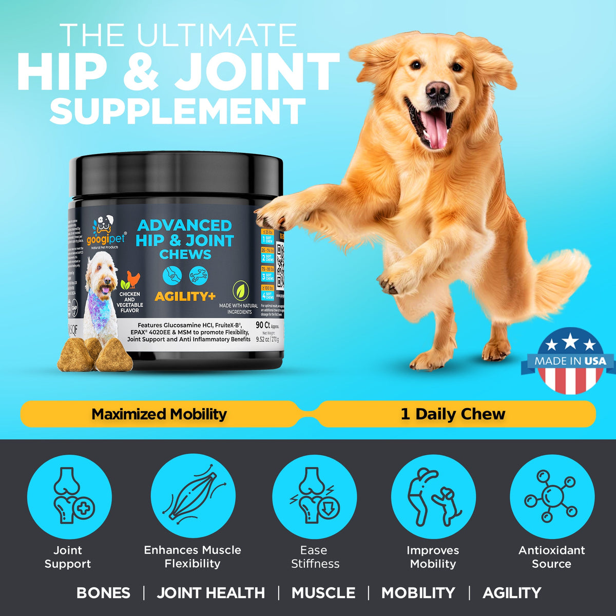 Agility+ Advanced Hip and Joint Chews for Dogs