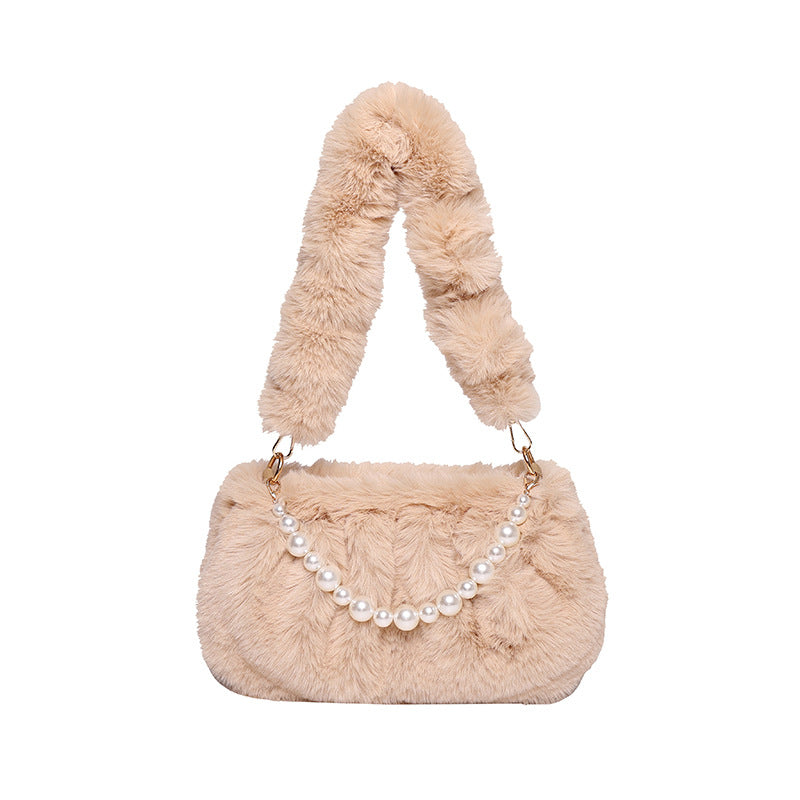 Pearl Pleated Shoulder Bag for Women's Fashion