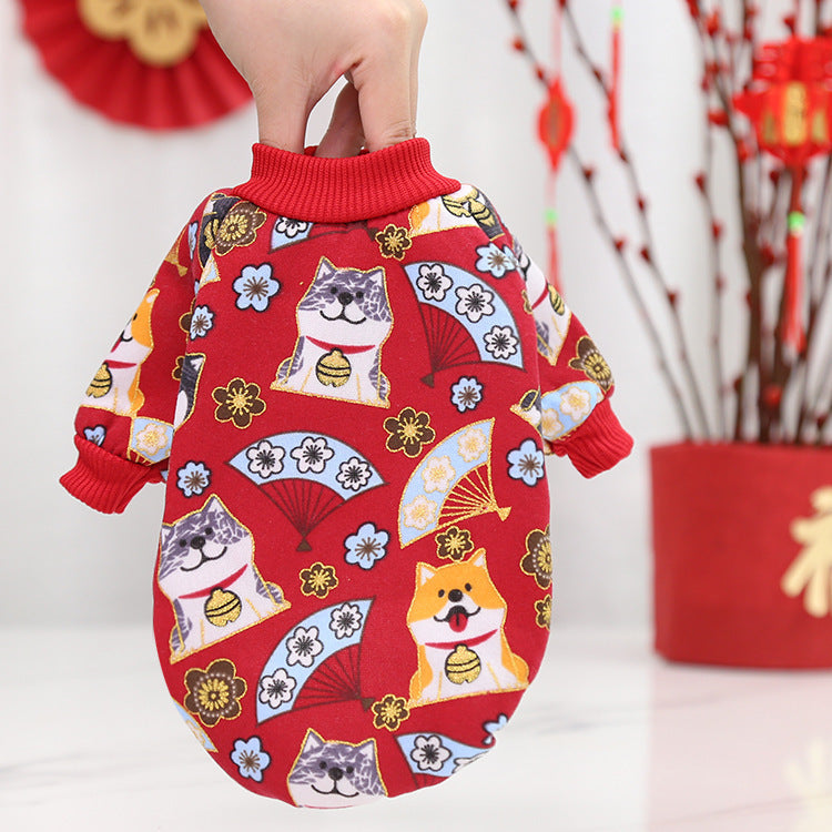 New Year’s Thin-Fleece Pet Sweater