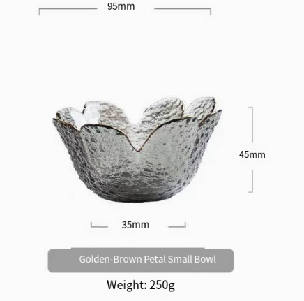 Japanese Hammered Petal Glass Bowl Plate Set