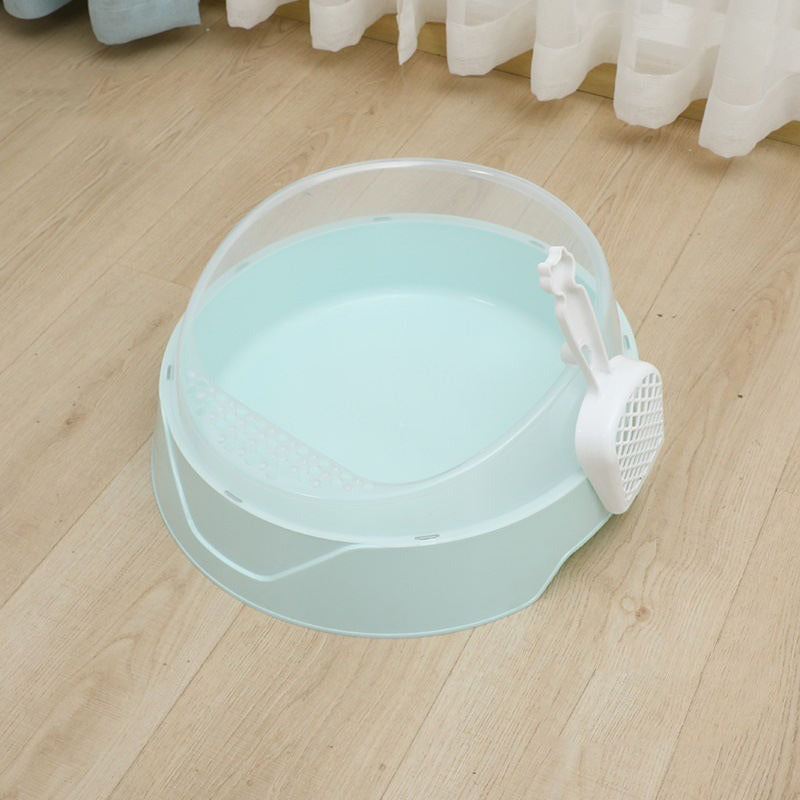 Large Semi-Enclosed Cat Litter Box with Shovel — Easy Clean Covered Cat Toilet