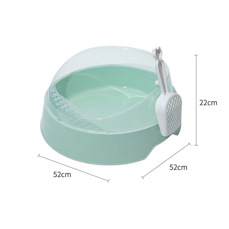 Large Semi-Enclosed Cat Litter Box with Shovel — Easy Clean Covered Cat Toilet