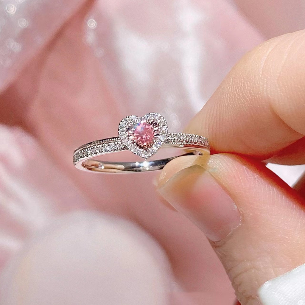 Elegant Pink Love Adjustable Zircon Ring Bracelet