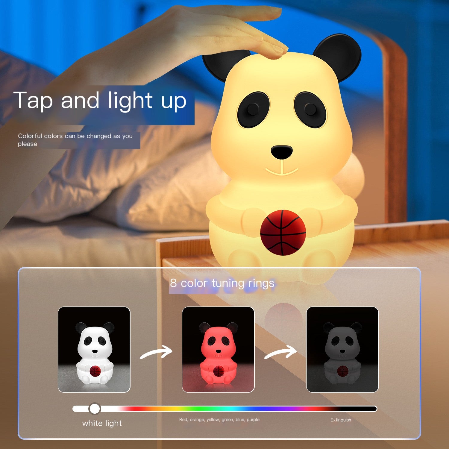 Silicone Charging Color-Changing Panda Night Light