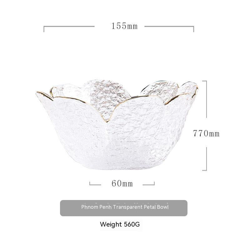Japanese Hammered Petal Glass Bowl Plate Set