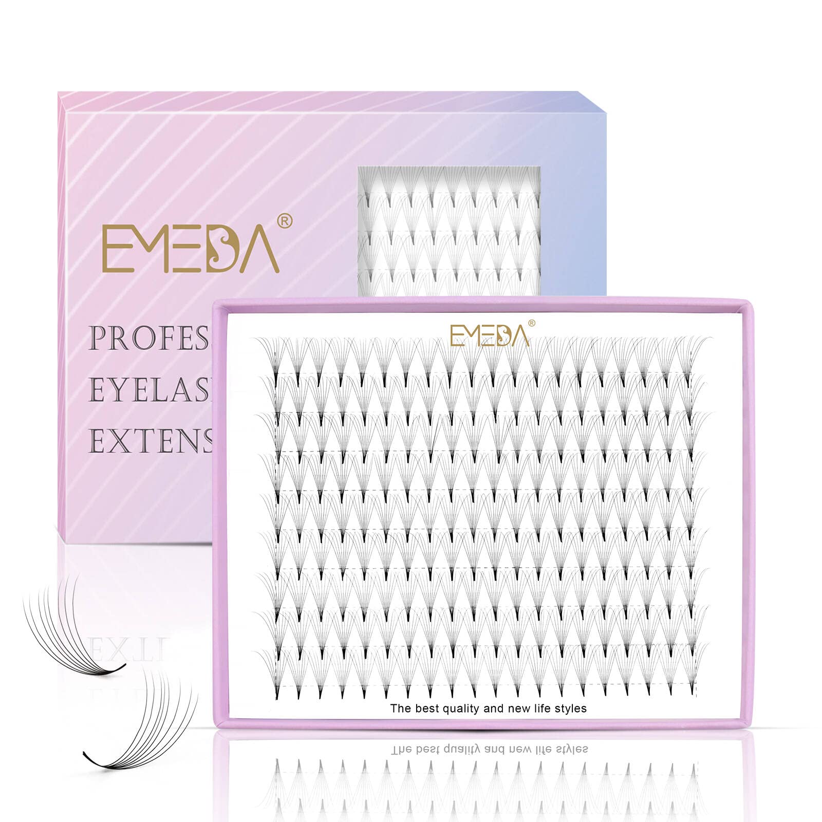 EMEDA 180 Fans Premade Fans Eyelash Extensions Thin Base 8D Stable D Curl Pointy Base Premade Lash Extensions Fans Pre Fanned Volume Lash Extensions (8D 0.07 D 15mm)