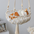 Large White Macrame Cat Hammock